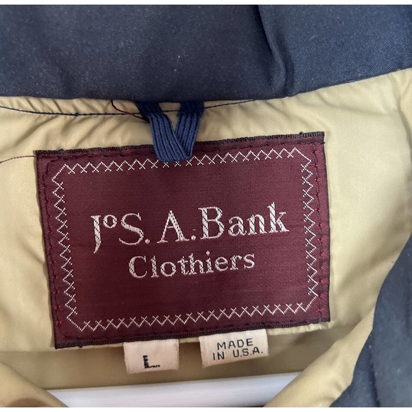 Vintage Jos.A. Bank Clothiers Down Filled Puffer Vest Tan/Navy Made In USA Sz L - Picture 2 of 8